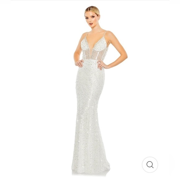 Mac Duggal EMBELLISHED PLUNGE NECK SLEEVELESS TRUMPET GOWN size 4 New $598 - Picture 1 of 17